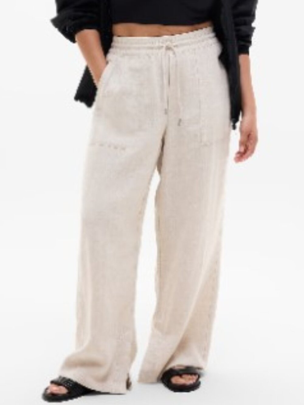 NWT Athleta 2X Undyed (cream) Retreat Linen High Rise Wide Leg Pant
